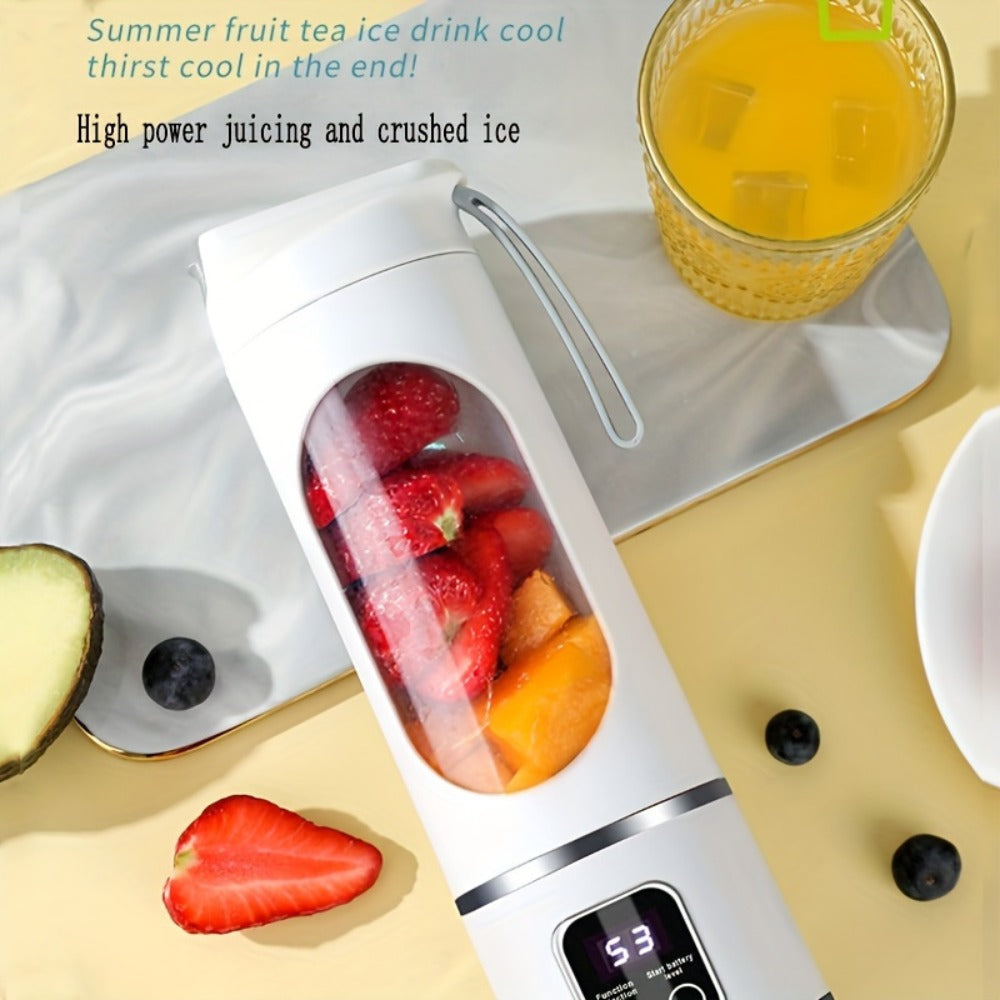Portable USB Rechargeable Blender with LED Display – 15oz Personal Smoothie Blender for Shakes, Milkshakes & Fresh Juice, Compact Mini Blender for Home Gym Office & Travel, BPA-Free Cup