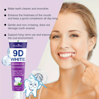 Remineralizing Toothpaste 4-Pack – 9D Purple Hypoallergenic Formula with Essential Oils, 400g Deep Cleaning Whitening Toothpaste for Sensitive Teeth, Gentle Gum Care & Fresh Breath, Daily Home & Travel Oral Hygiene