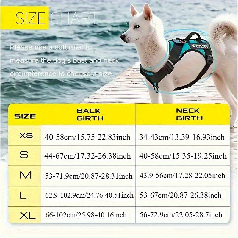 Service Dog Harness with 5 Patches – Reflective Adjustable Oxford Vest with Inner Mesh Layer, Service Dog ID System for Small Medium Large Dogs, XS–XL, 5 Colors