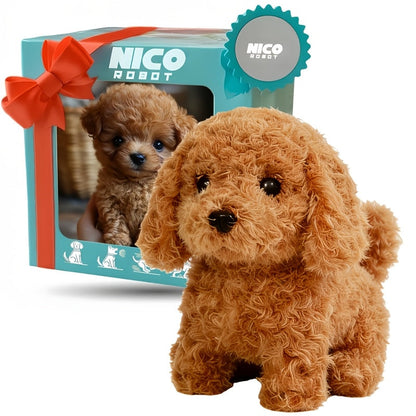 Electronic Plush Puppy Toy Walks Barks Wags Tail – Realistic Robotic Teddy Poodle Dog Stuffed Animal with Gift Box for Kids Toddlers, Interactive Pet Toy Birthday Christmas Gift for Boys Girls Ages 3+