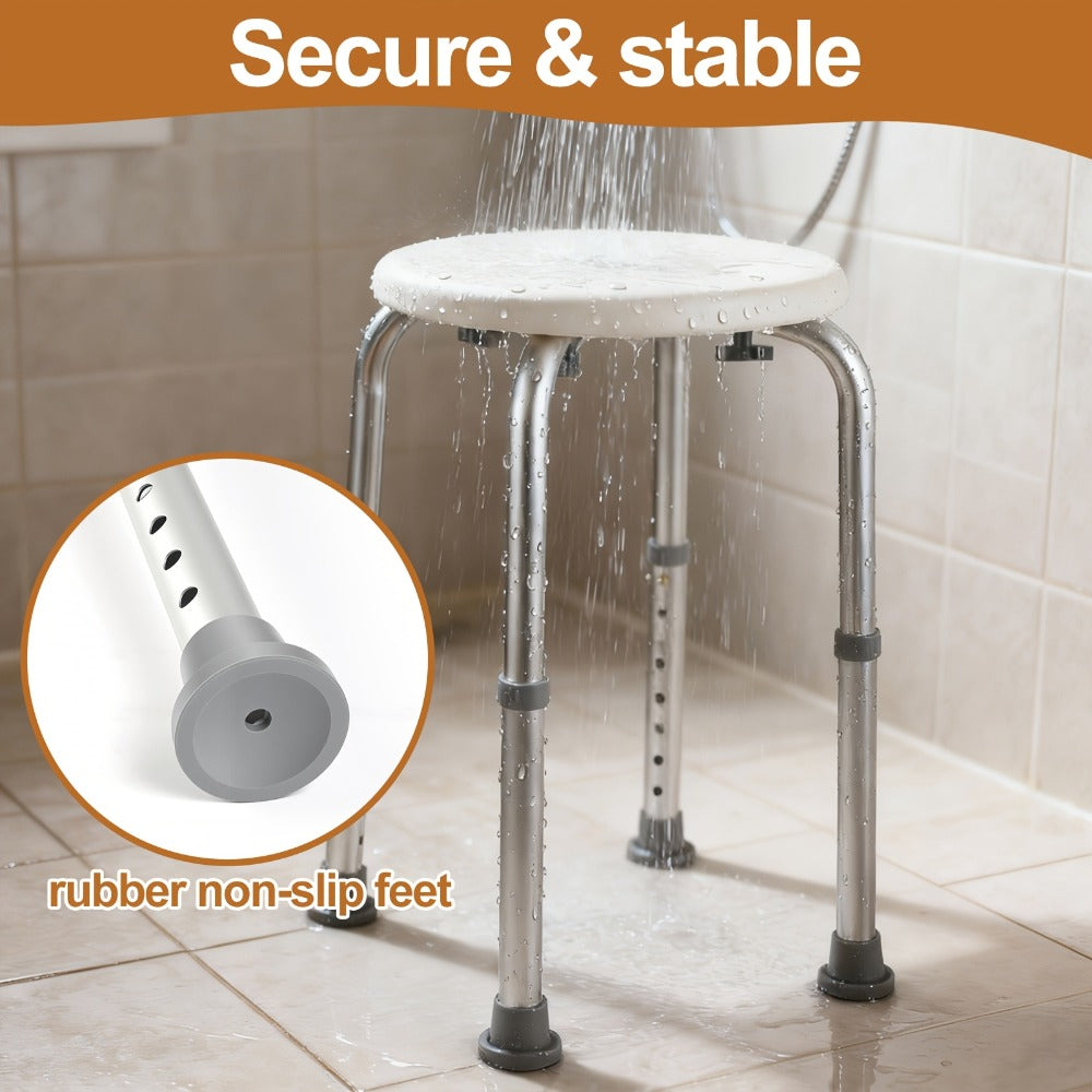 Shower Stool for Inside Shower – Adjustable Height Non-Slip Bath Seat, 300 LBS Capacity, Stable Bathroom Stool for Sitting, Fits Showers & Bathtubs, Lightweight & Easy Assembly