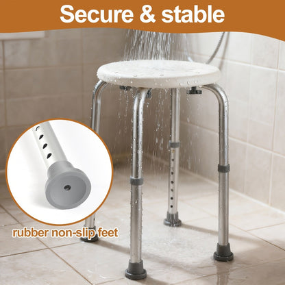 Shower Stool for Inside Shower – Adjustable Height Non-Slip Bath Seat, 300 LBS Capacity, Stable Bathroom Stool for Sitting, Fits Showers & Bathtubs, Lightweight & Easy Assembly