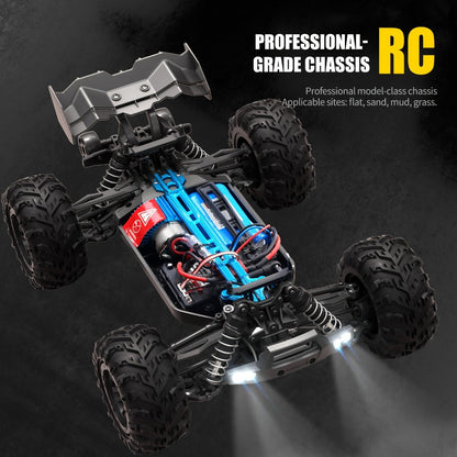 High Speed RC Car 1:16 Scale 4WD 70KM/H Off-Road Drift Racing Vehicle with RC390 Motor, 2.4GHz Remote Control, LED Lights, Head-Up Wheelie, 2 Batteries – All-Terrain Kids & Adult Gift