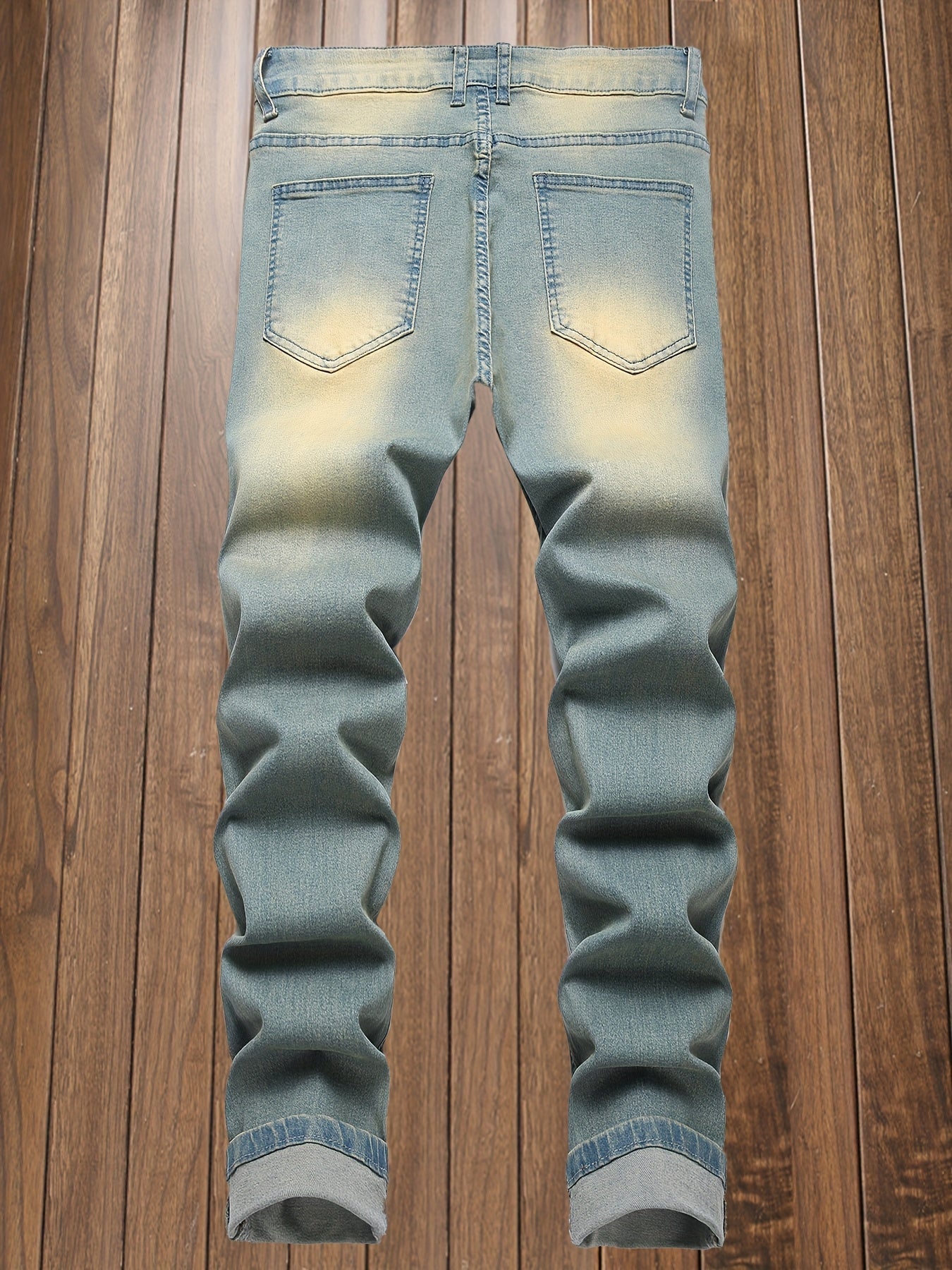 Men's Slim Fit Jeans - Vintage Wash Distressed Travel