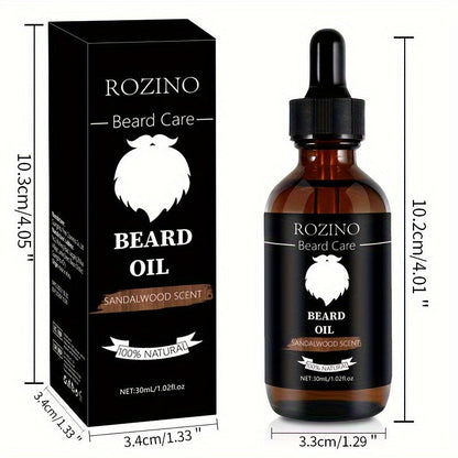 Beard Oil for Men – Sandalwood Scent with Plant Essence, Deep Moisturizing & Nourishing Beard Care Oil for Soft Smooth Glossy Beard, Daily Grooming Essential for Men, 30ml