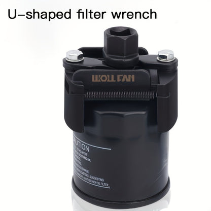 Adjustable Oil Filter Wrench 2-Jaw Reversible – Universal U-Shaped Multi-Function Stainless Steel with Hex Socket & Adjustment Knob for Engine Oil Filter Removal & Installation