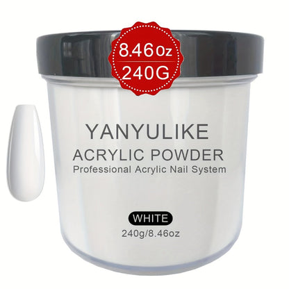 Acrylic Nail Powder 8oz Professional Clear Pink Nude White Fast Set No Lamp Required for Nail Extensions 3D Nail Art Carving Salon Quality Bulk Powder for Beginners Techs