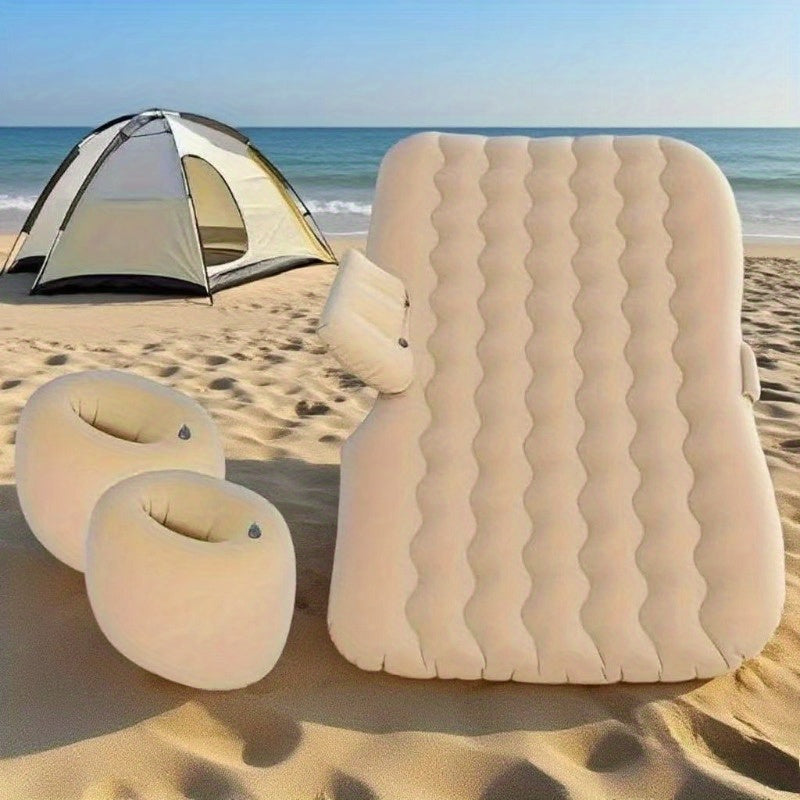 Outdoor Inflatable Bed, Car Bed, Portable PVC Plush Material Inflatable Mattress, Lightweight And Suitable For Camping, Picnicking, Travel, Beach, Can Be Stored In The Trunk, Including Storage And Repair Kit
