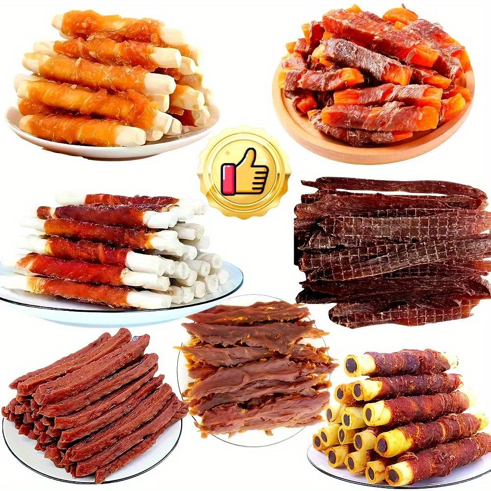 Mixed Flavor Dog Chews – Chicken Jerky & Duck Jerky Variety Pack, High Protein Low Fat Long-Lasting Training Reward Snacks for Small Medium Large Dogs, Easy to Digest Pet Treats