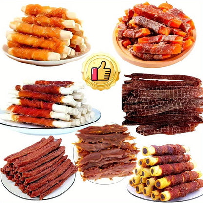 Mixed Flavor Dog Chews – Chicken Jerky & Duck Jerky Variety Pack, High Protein Low Fat Long-Lasting Training Reward Snacks for Small Medium Large Dogs, Easy to Digest Pet Treats