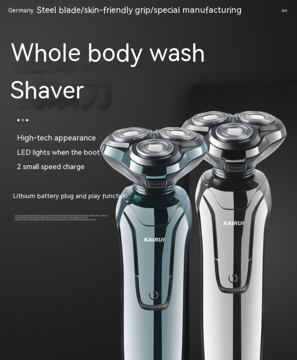 Electric Shaver for Men 4D Floating Triple Blade Waterproof — Wet Dry Razor with LED Battery Display & Type-C Fast Charging, High-End Close Shave Grooming Gift for Dad Husband
