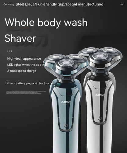 Electric Shaver for Men 4D Floating Triple Blade Waterproof — Wet Dry Razor with LED Battery Display & Type-C Fast Charging, High-End Close Shave Grooming Gift for Dad Husband
