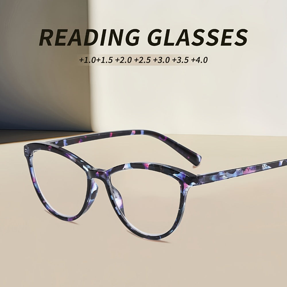 Reading Glasses for Women 6 Pack Cat Eye Anti Blue Light – Flower Wrapped Design, Spring Hinges, Lightweight Anti-Glare Frames in Various Colors for Computer Reading, Parties, Travel and Gifts