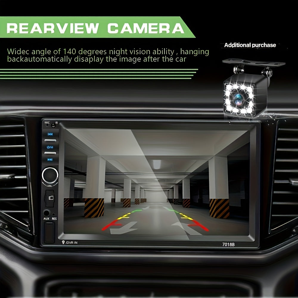 CAMECHO 1pc Double Din EQ Car Stereo Featuring a 7" LCD Display, Equipped with Wireless FM, MP5 Player, USB/SD/AUX Inputs, And Mirror Link Functionality, Ideal As Christmas And Black Friday Gifts, Without Battery