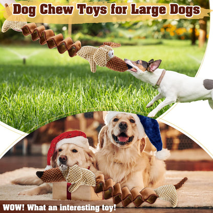 Squeaky Plush Dog Toy 15.7 Inch Stretchable to 19.7 Inch Crinkle Paper Filled Tug Chew Fetch Toy for Large Medium Small Dogs No Battery Required