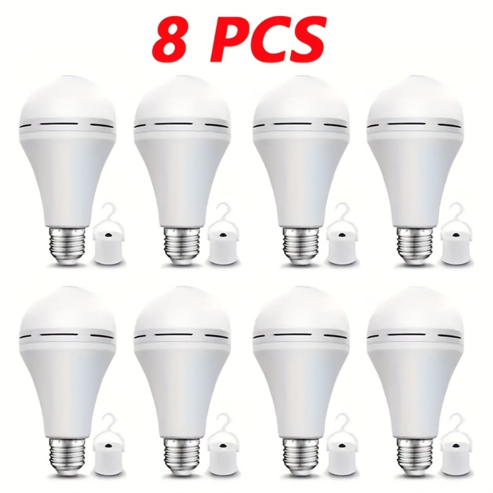 Emergency Light Bulb for Power Outages 2000mAh Rechargeable LED 6000K with Backup Battery – Auto-On Failure Detection, Hangable Emergency Lighting for Home Camping Power Failure, 4 8 12 Pack