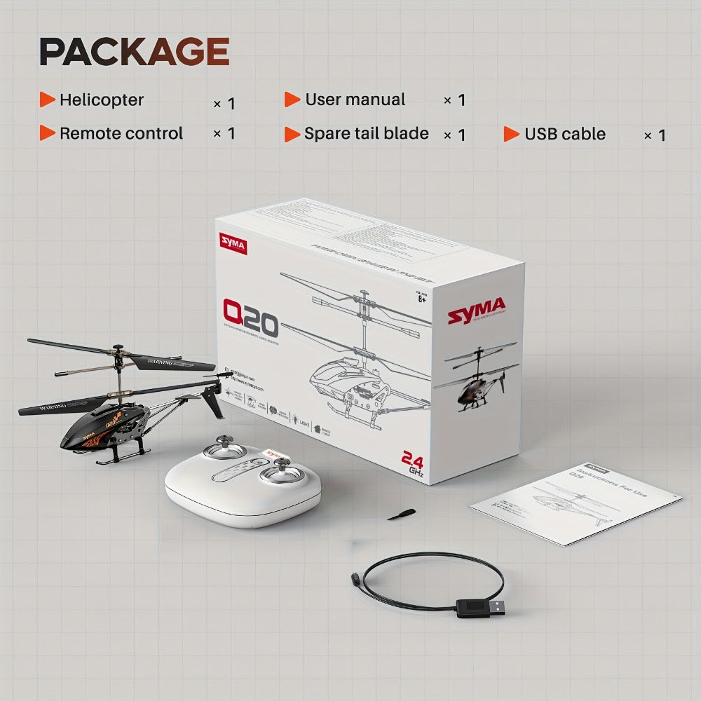 SYMA Q20 RC Helicopter for Kids 3.5CH – Altitude Hold One-Key Takeoff Indoor Drone, Alloy Body Gyro-Stabilized Remote Control Helicopter for Beginners Boys & Girls Ages 8 9 10 11 12, Birthday Christmas Gift (Black)