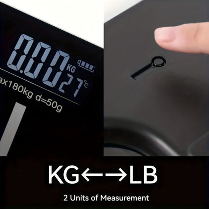 USB Rechargeable Bathroom Scale 400lb – Smart Digital Body Weight Scale, HD LCD & Fahrenheit Temperature Display, kg/lb Switch, Ultra-Wide Platform, USB Charging or Battery Powered, Black & Pink