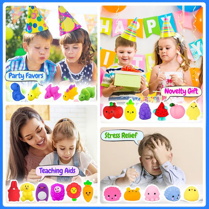 Mochi Squishies Bulk Pack 100 or 200 Pcs – Kawaii Mini Squeeze Toys for Kids Party Favors, Classroom Prizes, Goodie Bag Stuffers, Sensory Stress Relief & Birthday Gifts