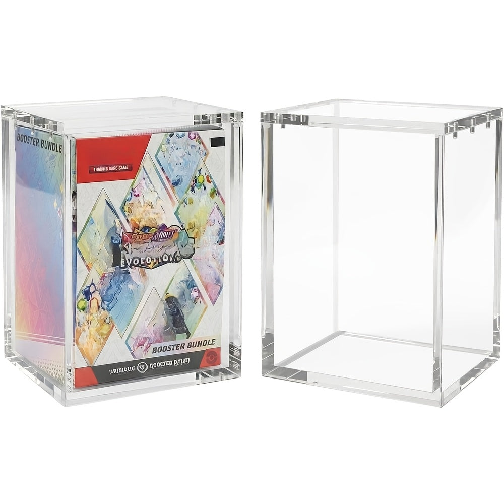 Acrylic Display Case for Pokemon Booster Bundle – UV Protection Magnetic Clear Protective Box for Scarlet Violet, Prismatic Evolutions, 151, Paldean Fates 6-Pack Bundles, Standard & Mega Evolution Fit, 1 or 2 Pack