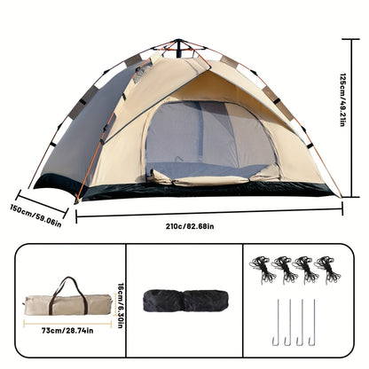 Pop Up Camping Tent Instant Setup – Automatic Windproof Lightweight Tent with Dual Doors & Mesh Windows, All-Season Waterproof Design for 1-3 & 3-4 Person, Ideal for Camping, Hiking & Travel