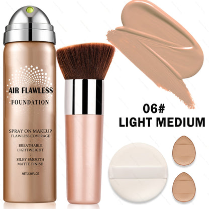 Mineral Spray Foundation Silky Mist 8 Shades — Magic Minerals Full Coverage Lightweight Matte Finish, Flawless Setting Spray Foundation for Mature & All Skin Types, Natural to Tan Women Makeup