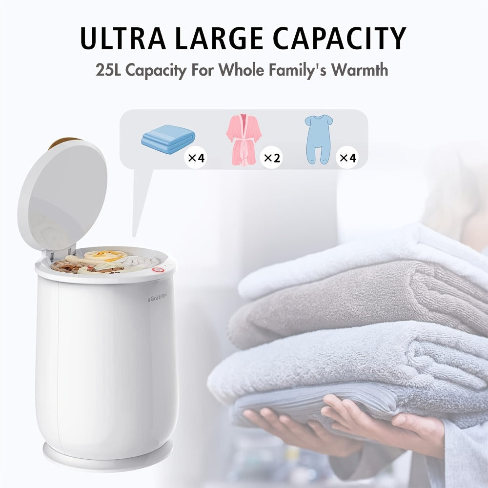 Electric Towel Warmer Bucket Ultra Large Capacity Fits Two 40x70 Towels ETL FCC Certified 1-Min Heat Auto Shut-Off Silent Spa Bathroom Heater Lavender Disc Gift