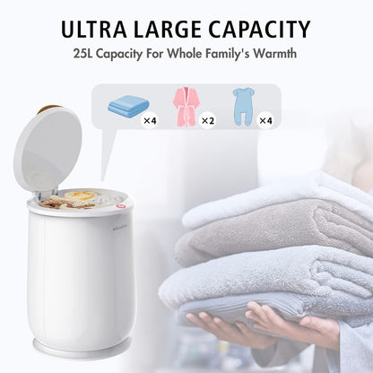 Electric Towel Warmer Bucket Ultra Large Capacity Fits Two 40x70 Towels ETL FCC Certified 1-Min Heat Auto Shut-Off Silent Spa Bathroom Heater Lavender Disc Gift