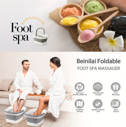 Foldable Foot Bath Tub Collapsible Foot Soak Basin 3.96 Gallon with Carry Handle Portable Pedicure Soaking Tub Space-Saving Easy Clean for Home Spa Salon Travel Green Pink
