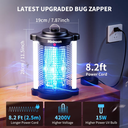 Plug-In Bug Zapper with Dual LED – 110V Electric Fly Killer & Mosquito Trap, Instant Kill for Mosquitoes, Flies & Cockroaches, with Bug Collector Tray, for Home, Office & Commercial Use (HK-5)