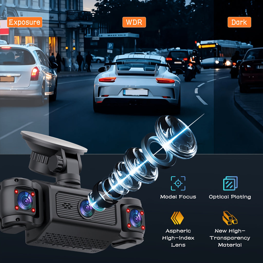 BCUOZ 360° Panoramic 4-Channel 1080P HD Ultimate Safety Dash Cam Kit, 1080P Front And 720P Rear/Left/Right Full Coverage, Four Views Displayed Simultaneously, IR HD Night Vision, WDR, G-Sensor, Loop Recording - Auto Parts/Car Dashboard Camera/Safety