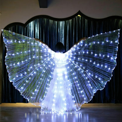 LED Feather Dance Costume Glowing Luminous – Light Up Belly Dance Performance Dress for Women Halloween Christmas Mardi Gras Rave Stage Show White Purple Warm White