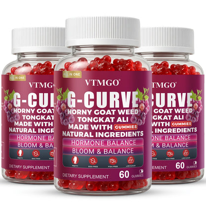 Women's Curve Enhancement Gummies with Maca Root Saw Palmetto Tribulus Terrestris L-Arginine — Natural Body Volumizing & Hormonal Balance Support | Grape Flavor | 60 Count