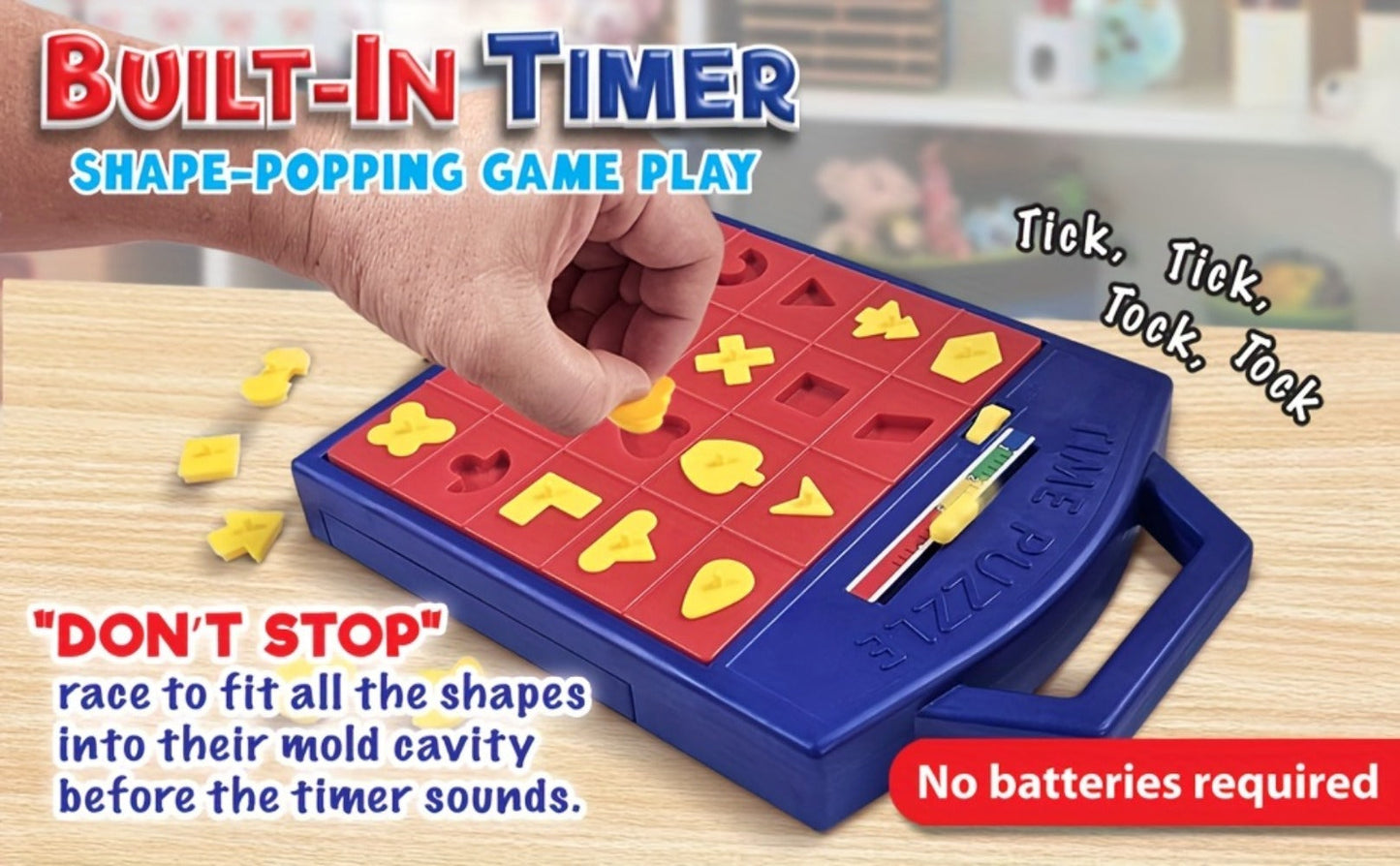 Shape Puzzle Pop-Up Board Game for Kids – Interactive Timer Matching Game with 3 Difficulty Levels, Hand-Eye Coordination STEM Toy, Educational Birthday Gift for Boys & Girls Ages 3+