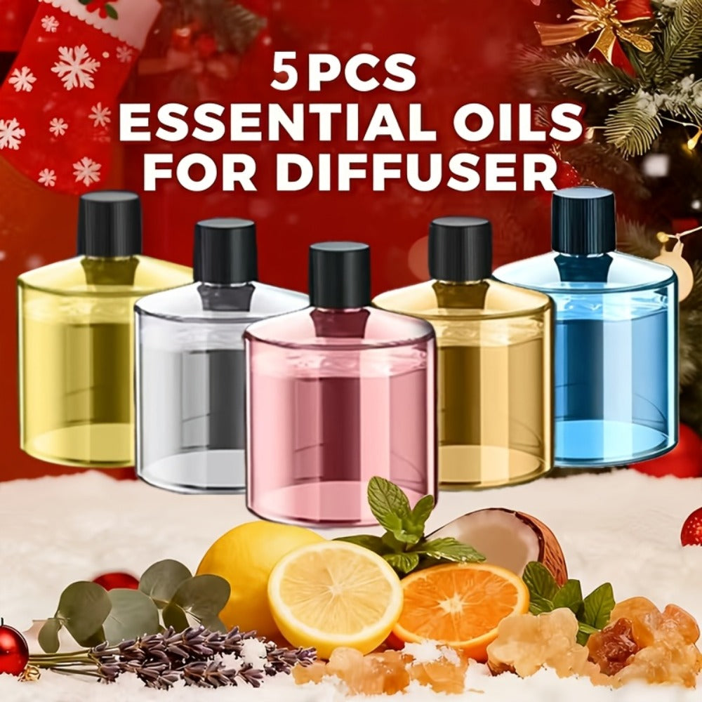 Car Fragrance Diffuser Refill Liquid – 5 Bottles 1.69oz Each, 5 Scents (Hilton, Gardenia, Osmanthus, Ocean, Cologne), Car Air Freshener Refill for Smart Rechargeable Diffuser