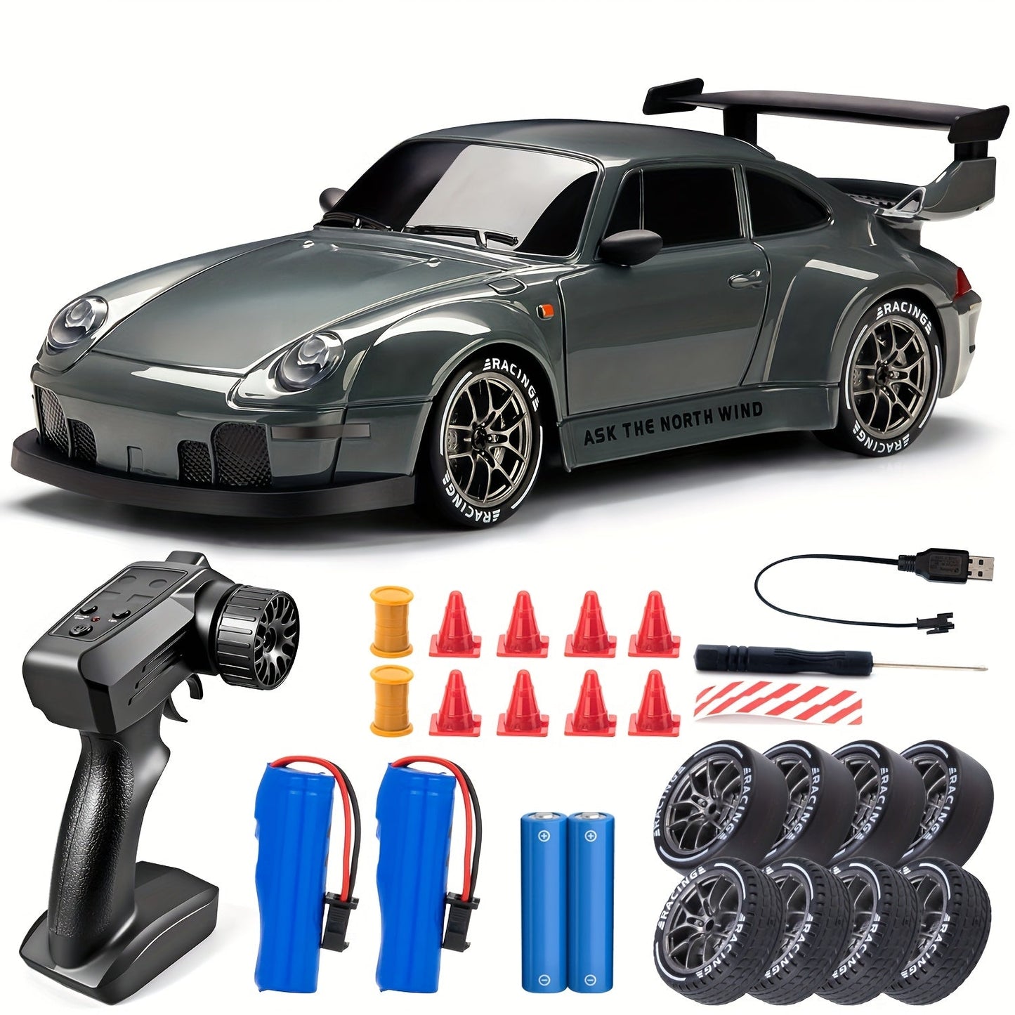 Drift RC Car 1:24 Scale S814 High-Speed 360° Spin Remote Control Stunt Car for Kids Teens Adults – Indoor Outdoor Drift Vehicle Toy, Birthday Christmas Gift, 5 Colors Grey Orange Blue Green Purple