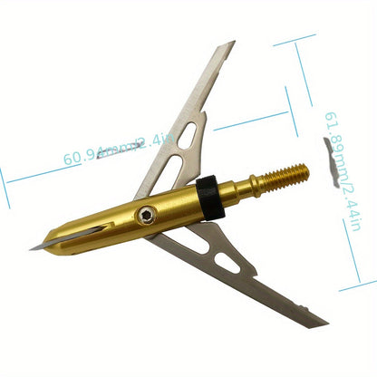 Hunting Broadhead 6PCS 100 Grain – 2-Blade Stainless Steel Archery Arrow Tips with Ferrule Alignment Technology, 2.34" Cutting Diameter, Compatible with Crossbow & Compound Bow for Deer Hunting