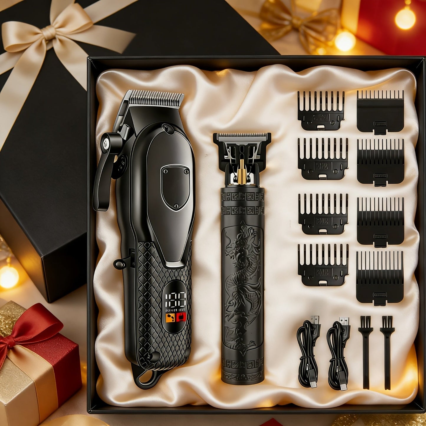 Men's Grooming Kit Hair Clipper & Electric Shaver USB Rechargeable Cordless LED Display – Precision Beard Trimmer Face Shaver Set for Hair Trimming Styling, Grooming Gift for Dad Husband Boyfriend