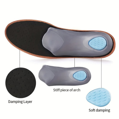 Leather Arch Support Insoles for Men & Women – Cushioned Latex Orthotic Shoe Inserts with Nylon Support for All-Day Comfort and Pain Relief