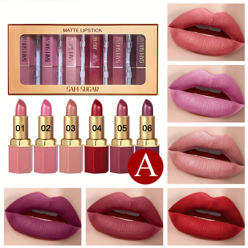 Lip Gloss Set 6pcs Velvet Finish Moisturizing Long-Lasting Hydrating Shiny Lip Color Collection — Vibrant Berry Mixed Shades for All Skin Tones Everyday Makeup Gift Set Women Girls