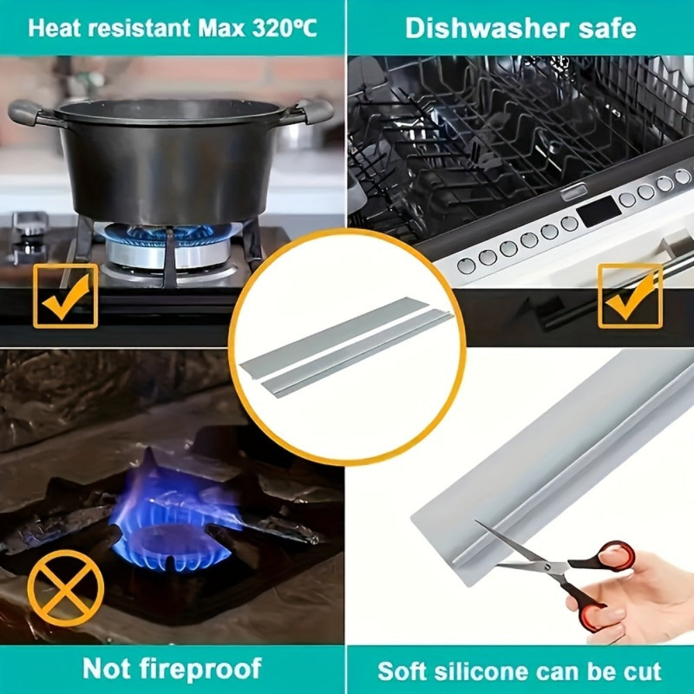 Silicone Gap Sealing Strip Kitchen Waterproof Anti-Fouling Self-Adhesive Counter Caulk Tape – High Temperature Resistant, Flexible Sink Stove Bathtub Gap Filler Strip, Black White Grey, 5-Pack & Single