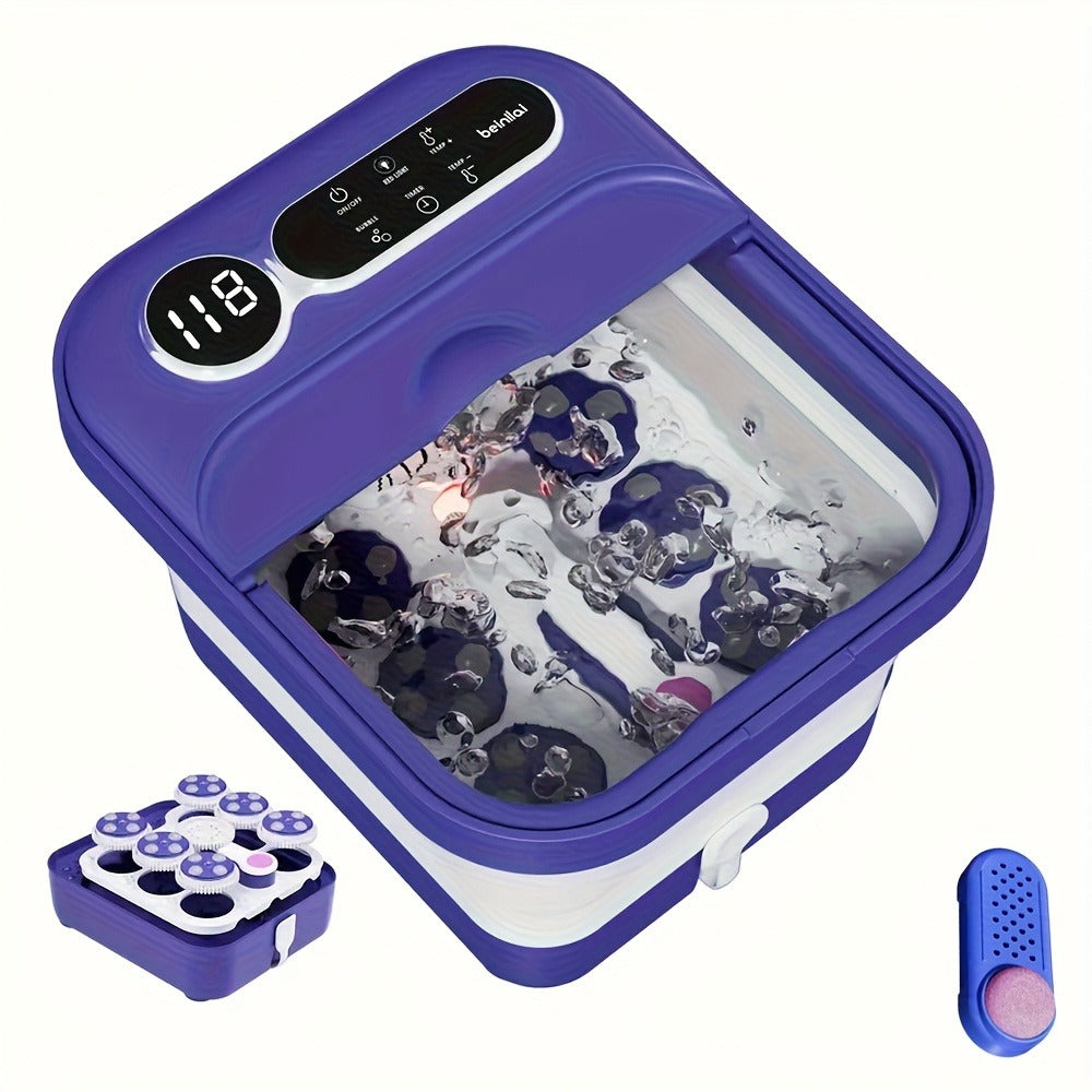 Foot Spa Bath Massager with Heat and Bubbles – Foldable Electric Foot Soak Tub with Automatic Heating, Bubble Massage, Relaxation Therapy for Home Use