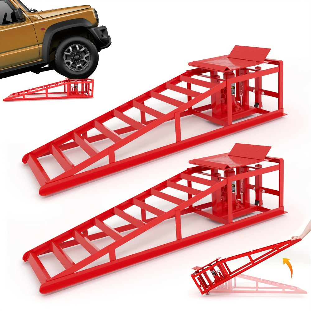 Hydraulic Car Ramps 2-Pack 11050 LBS 5T - Heavy Duty Iron Vehicle Lift Ramp 9"-14.2" for Oil Changes, Jack Support & Auto Maintenance