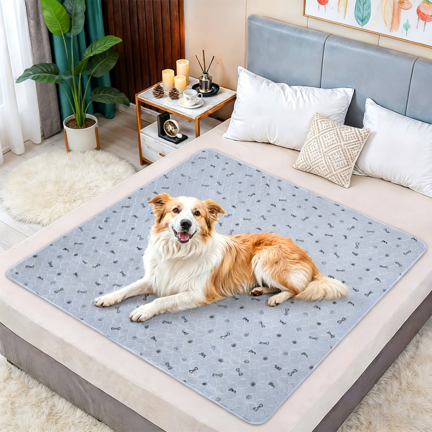 Washable Dog Pee Pads Reusable – Super Absorbent Non-Slip Puppy Training Pads with Bone Print for Potty Training, Whelping, Crate, Couch & Travel | Machine Washable Pet Pads