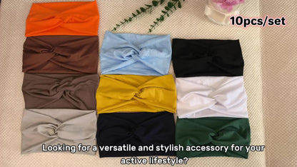 Stretchy Headbands 20 Pack for Women & Men – Soft Sweat-Wicking Non-Slip Elastic Turban Knot Hair Wraps Breathable Solid Colors for Yoga Running Gym Workout Daily Fashion Bulk Set