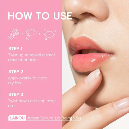 Sakura Lip Balm Set 5 Pack LAIKOU - Prunus Flower Extract Moisturizing Hydrating Lip Care, Day Night Chapped Lips Treatment Travel Size 3.5g Each for Women & Men
