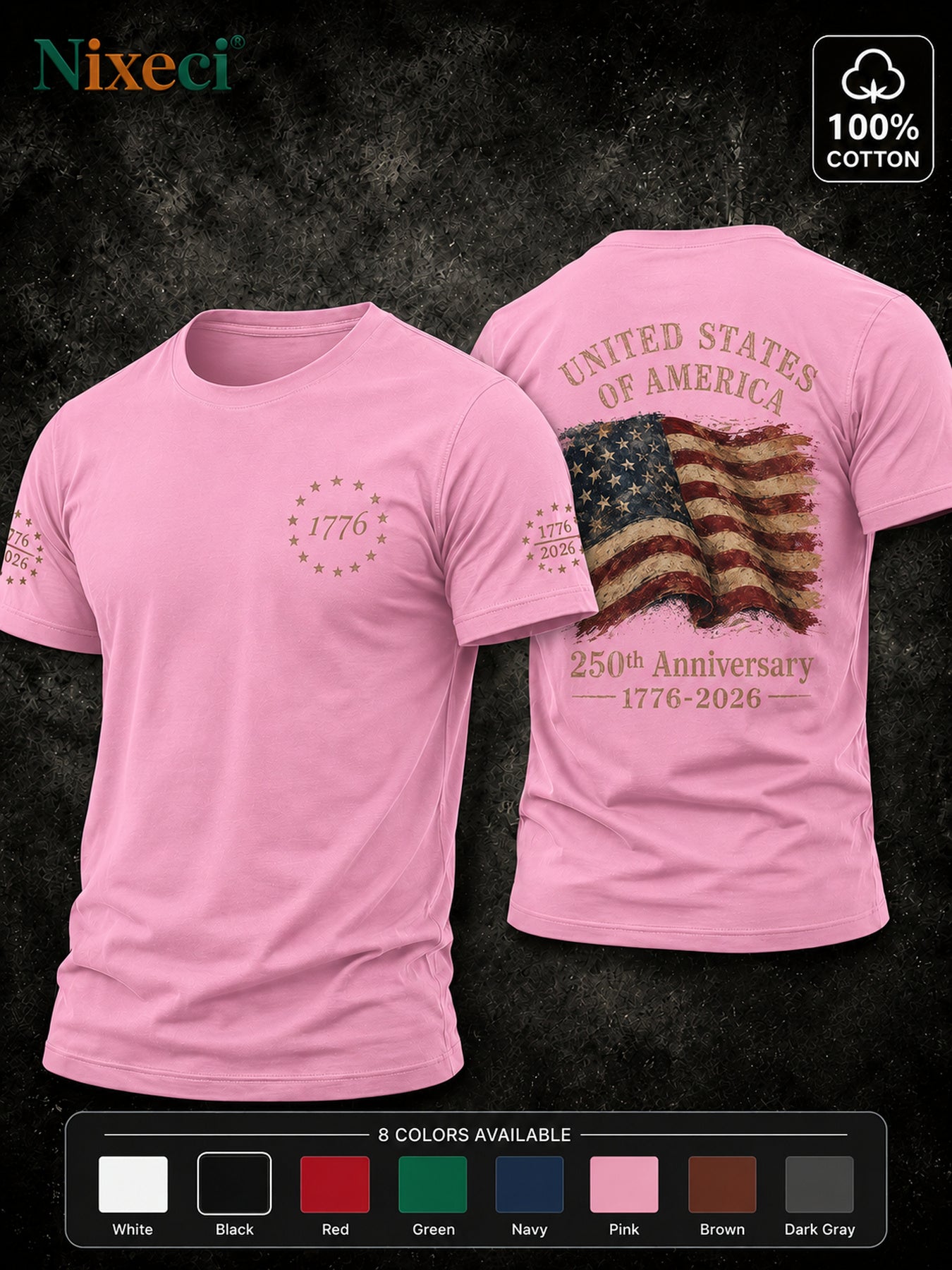 Men's Patriotic T-Shirt - Crew Neck Short Sleeve Weekend Style