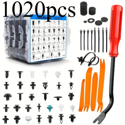 Automotive Fastener Clip Kit 1020pcs – Snap-On Plastic Expansion Screws & Retainer Clips for Bumper, Fender & Body Panel Fixation – Universal Car Repair Kit