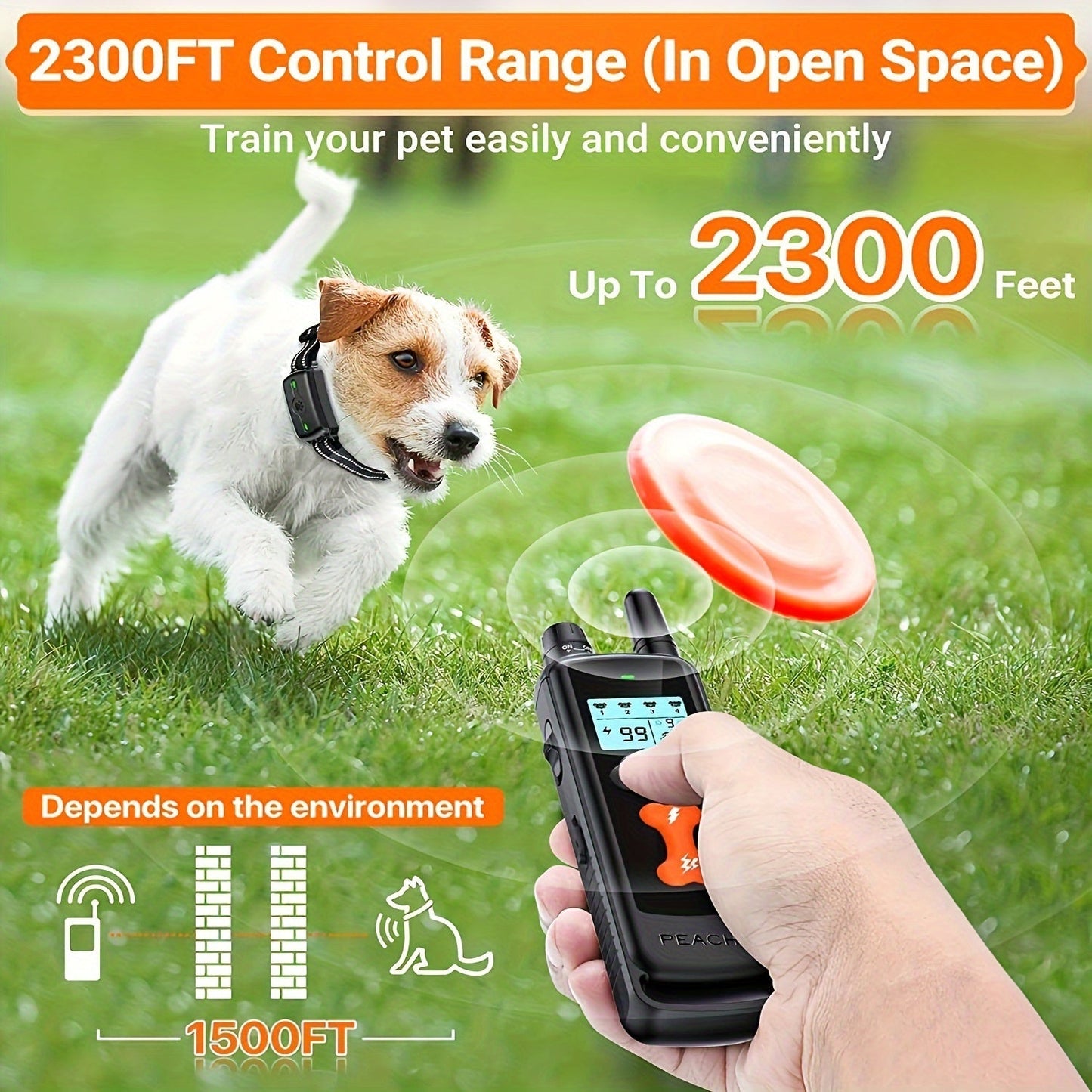 Dog Training Collar with Remote 2300ft - Rechargeable E-Collar with Beep Vibration Shock Modes Security Lock for Large & Medium Dogs
