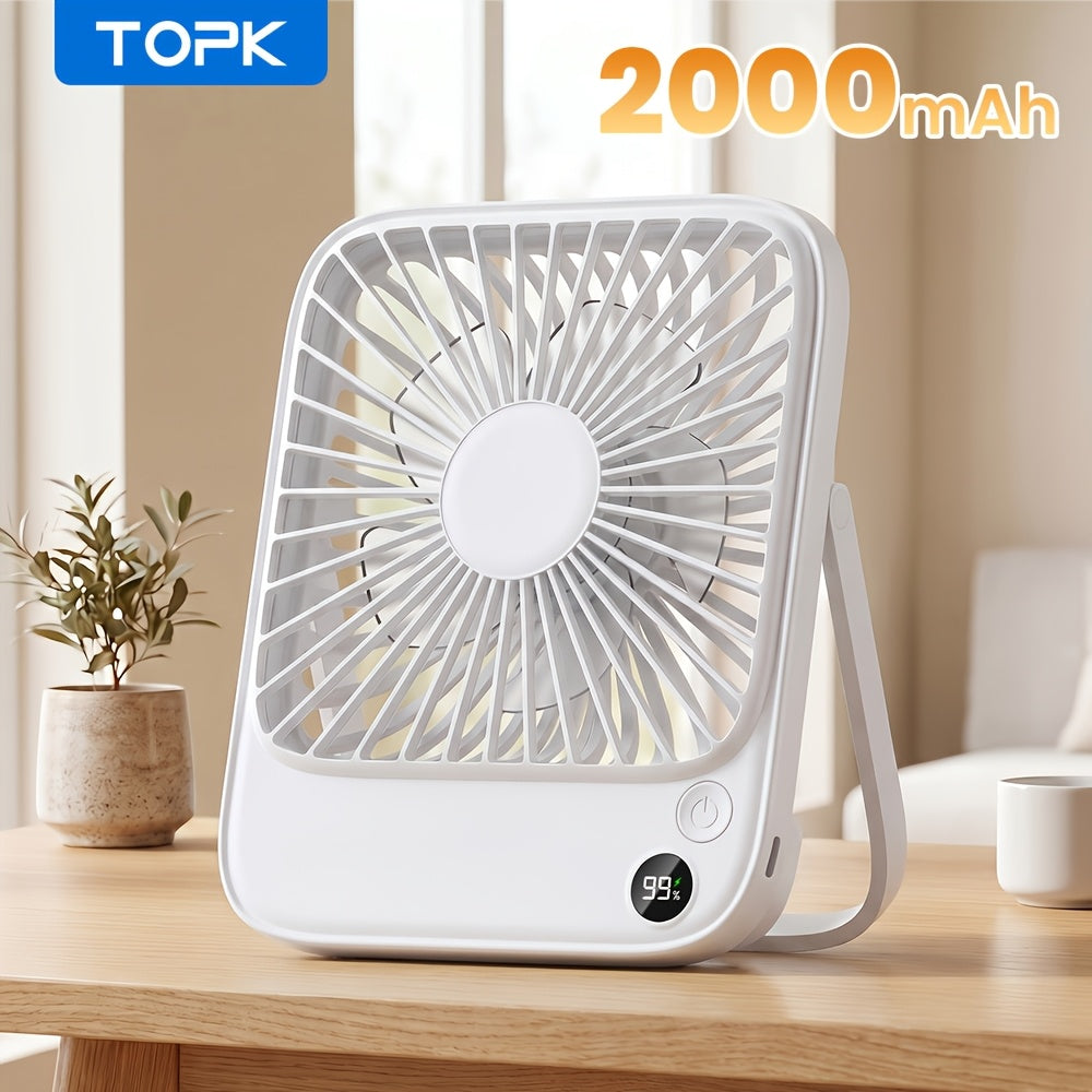 USB Desk Fan Battery Operated | 2000mAh & 5000mAh Rechargeable Mini Personal Fan, 4-Speed Adjustable, 180° Tilt & Foldable, Ultra-Quiet Strong Airflow for Office, Bedroom & Desktop Use – Black, Pink, White